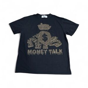 DNA Premium Wear XL Black "Money Talk" T-Shirt Gold Rhinestone Bling Streetwear